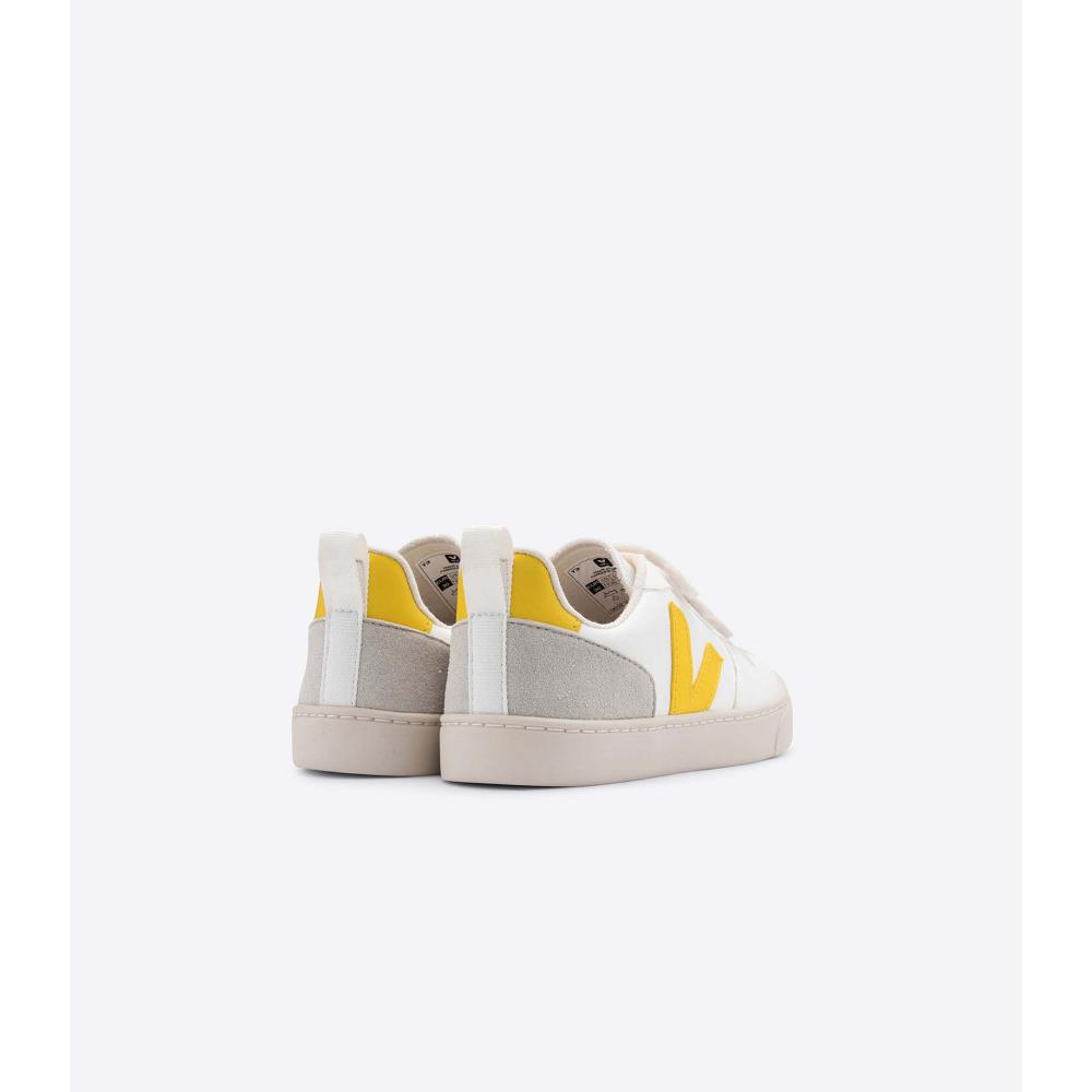 Kids' Veja V-10 CWL Sneakers White/Yellow | ZA 860AHK